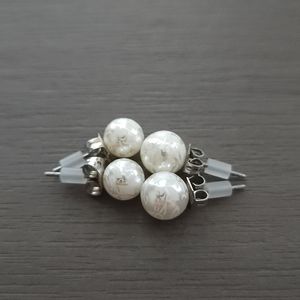 2 Sets of Vintage White Painted Pearl Earrings